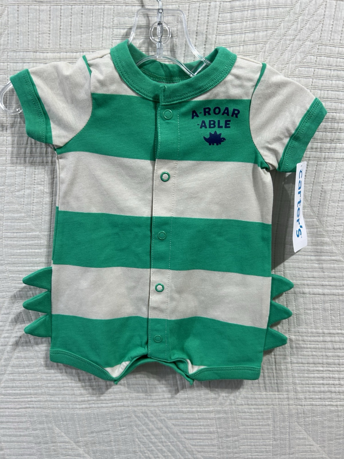 Carters Green Stripe A Roarable Knit Short Outfit Size NB New