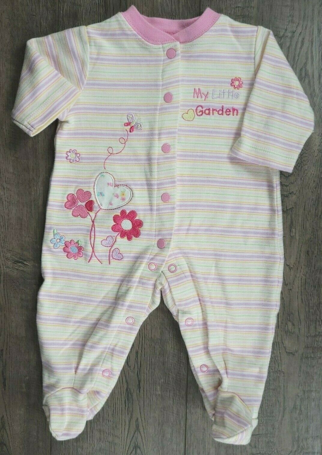 Baby Girl Clothes Little Wonders 0-3 Month My Little Garden Footed Outfit