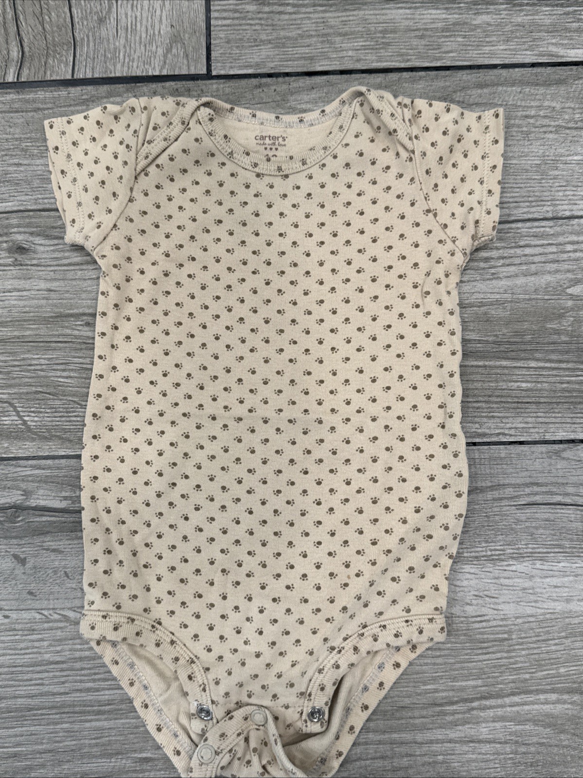 12 Months Carter’s Bear Butt Outfit Paw Print Snap suit & Striped Bottoms
