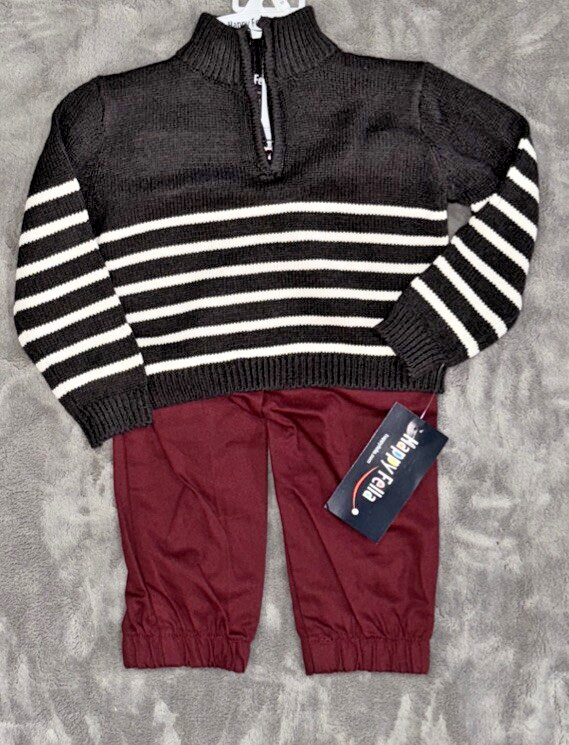 Happy Fella Boys Size 12 month two piece Sweater And Pants