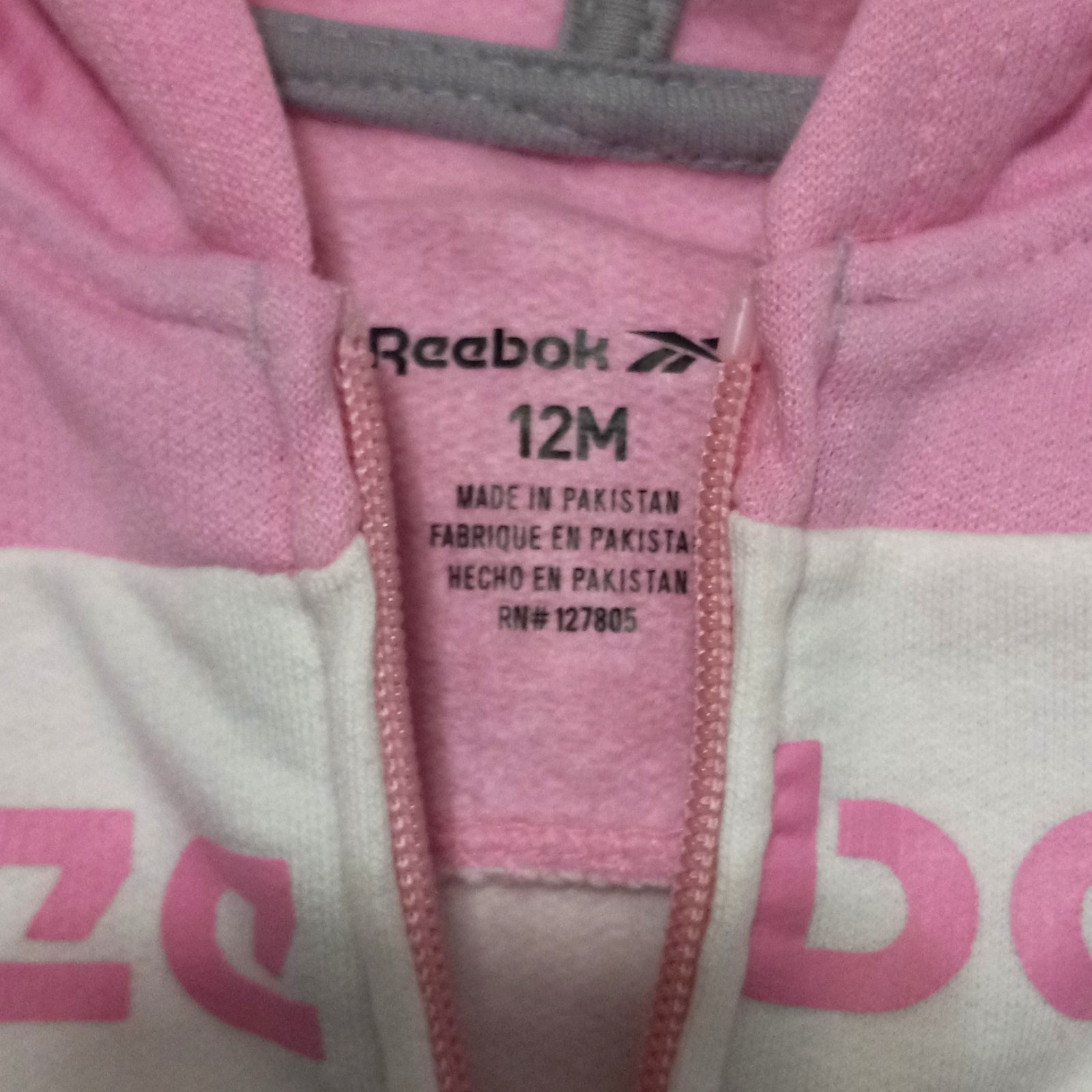 NWT Reebok Baby Girls Fleece Hooded Jogger Set 12 Months Pockets Colorblock