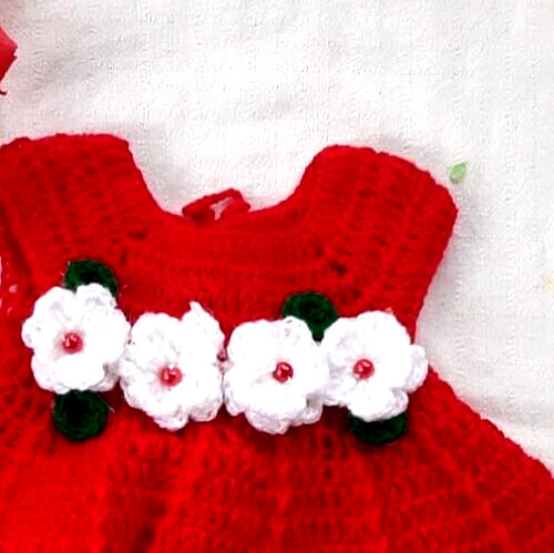 Baby Girl Crochet Cardigan Christmas Dress Hair band Hat Booties 5 Pieces Outfit