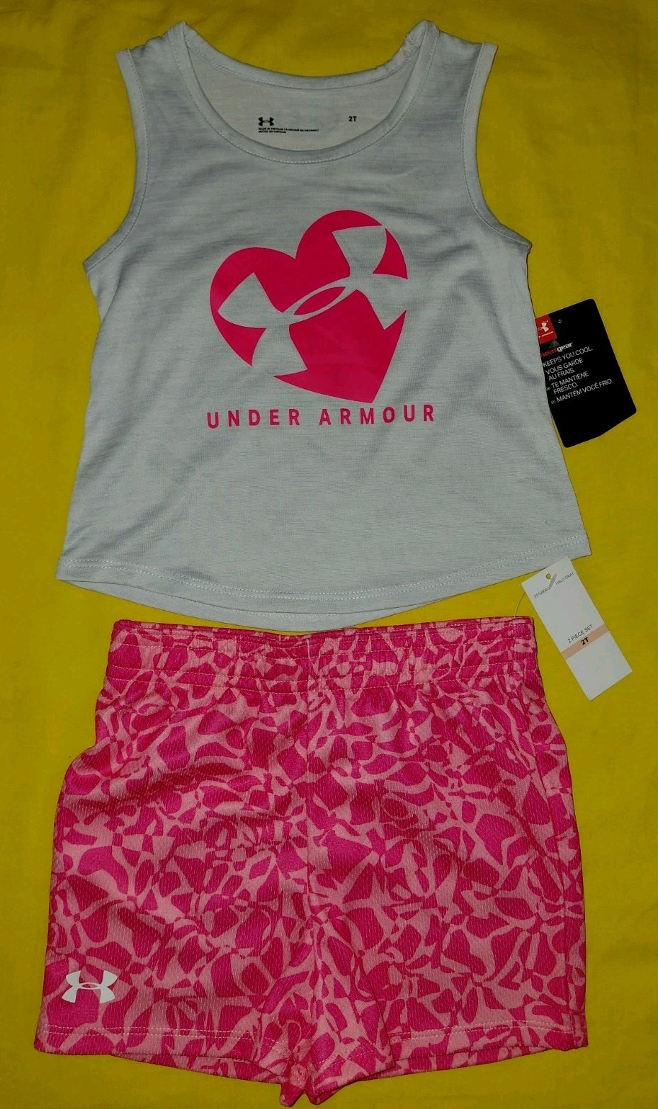 UNDER ARMOUR BABY GIRL SET 2T PINK/GREY COLOR NEW