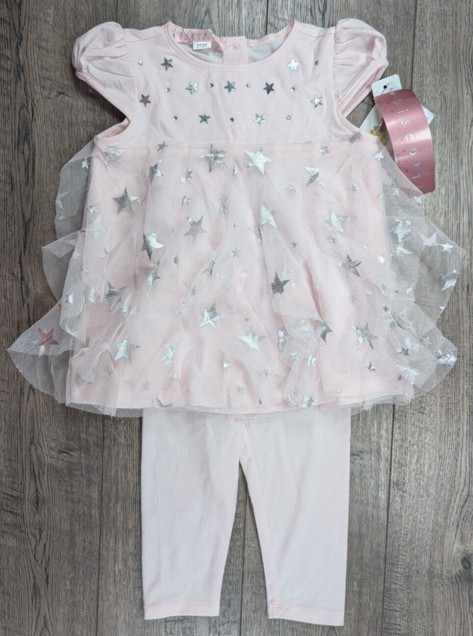 Baby Girl Clothes New Biscotti 2 Years Pink Silver Star Tutu Outfit