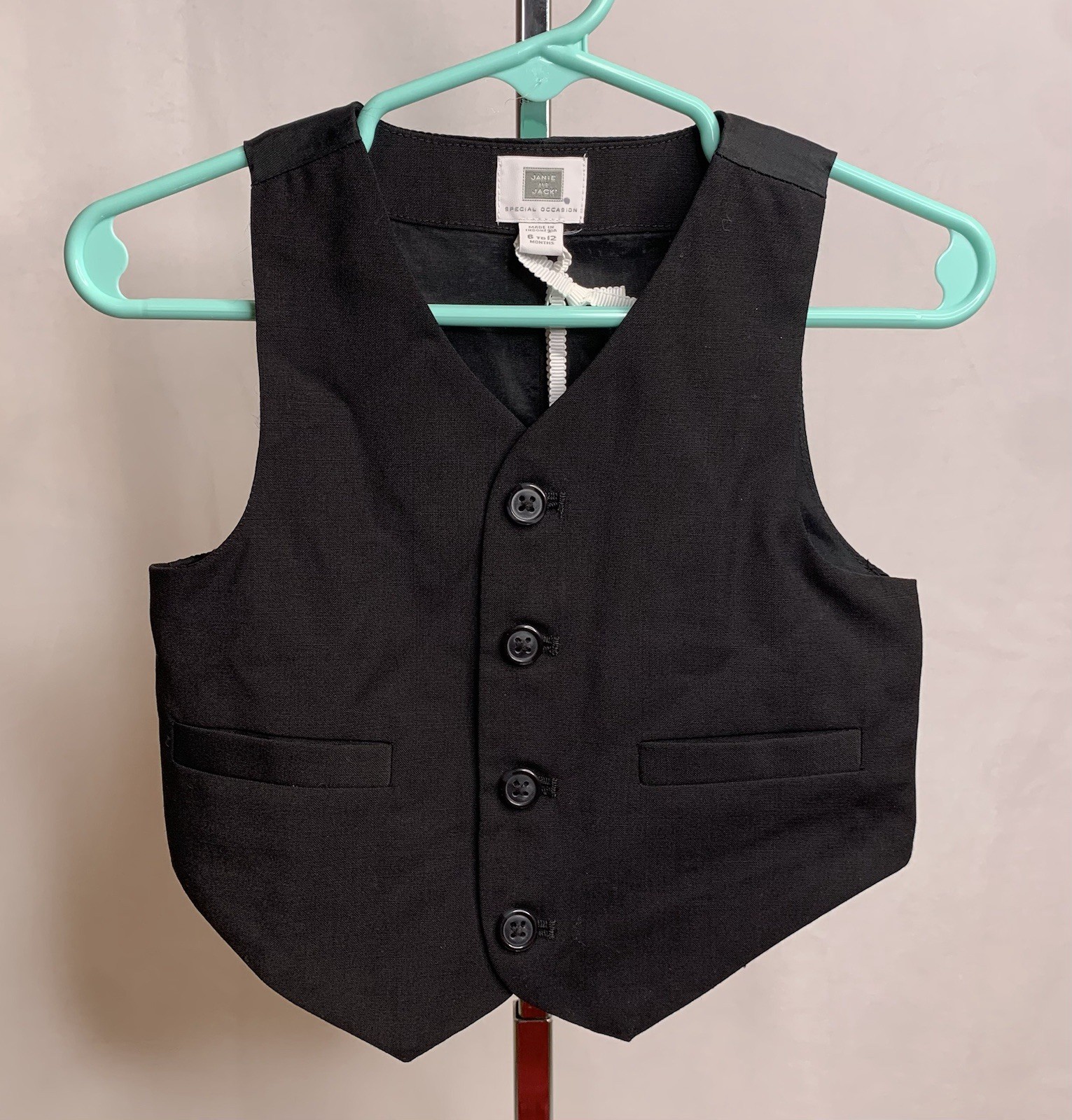 Janie and Jack special occasion black vest size 6-12 months classic wool NWT