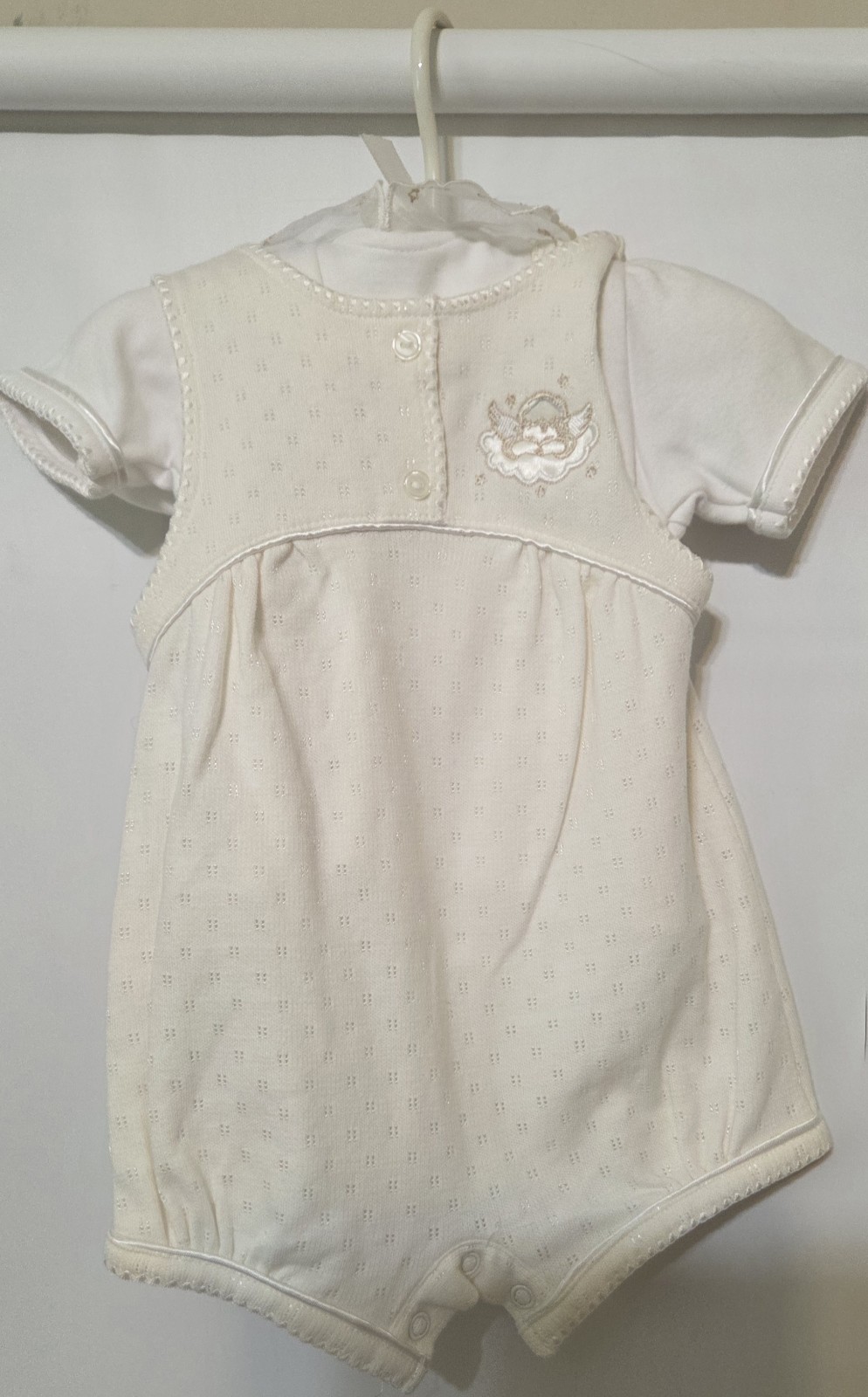 BRIGHT FUTURE HEIRLOOMS Baby Snap Suit & Shirt Angel Newborn Off White