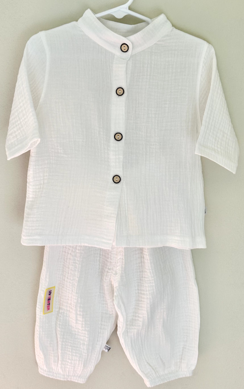 Muslin Baby Toddler Boy Outfit Set Soft Cotton Mandarin Collar Summer Suit NEW