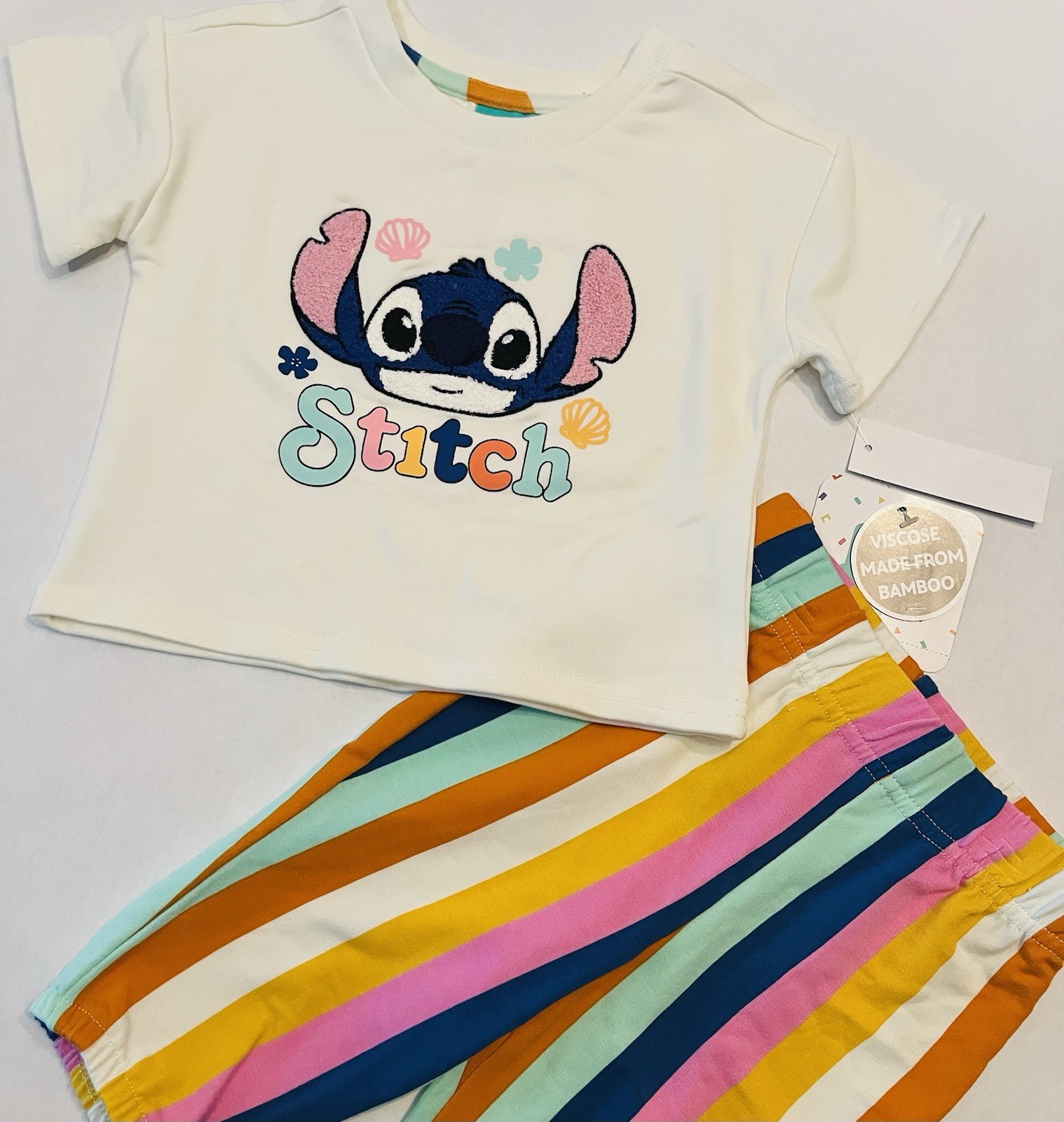Disney Baby Girl Stitch Clothes 3-6 Months Pants Shirt 2 PC Set Cute Outfit New