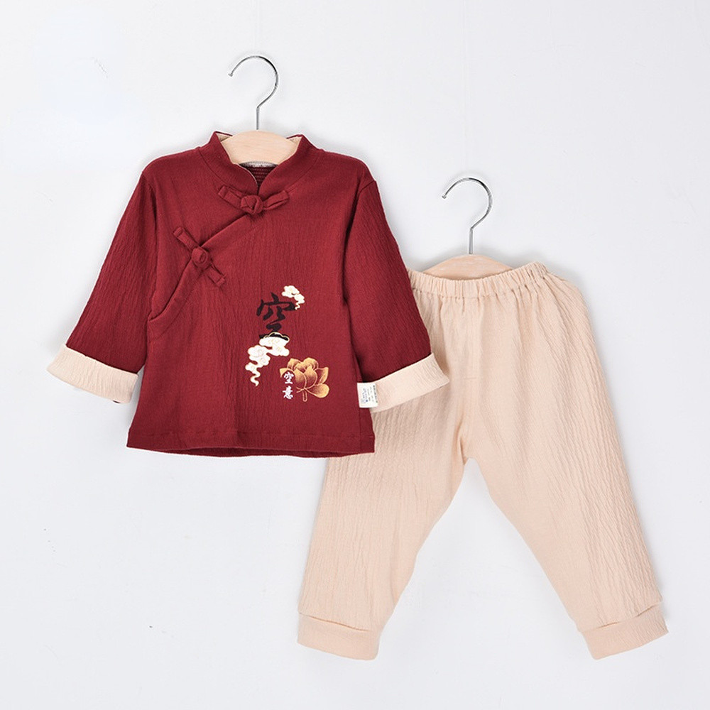 Boys Girls Cotton Chinese Tang Suit Outfits New Year Costume Toddler Clothes