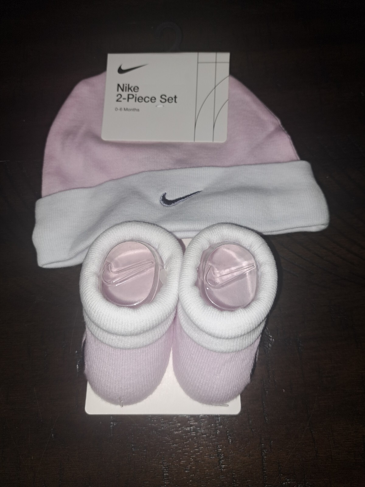 Nike 2*Piece Infant Hat & Booties Set*Newborn 0-6M* Embroidered Logo*Pink