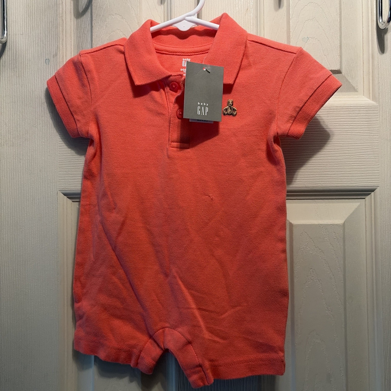 BABY GAP Boy 0-3 months Pique Polo SS One Piece Outfit Fresh Coral NWT *FLAW*