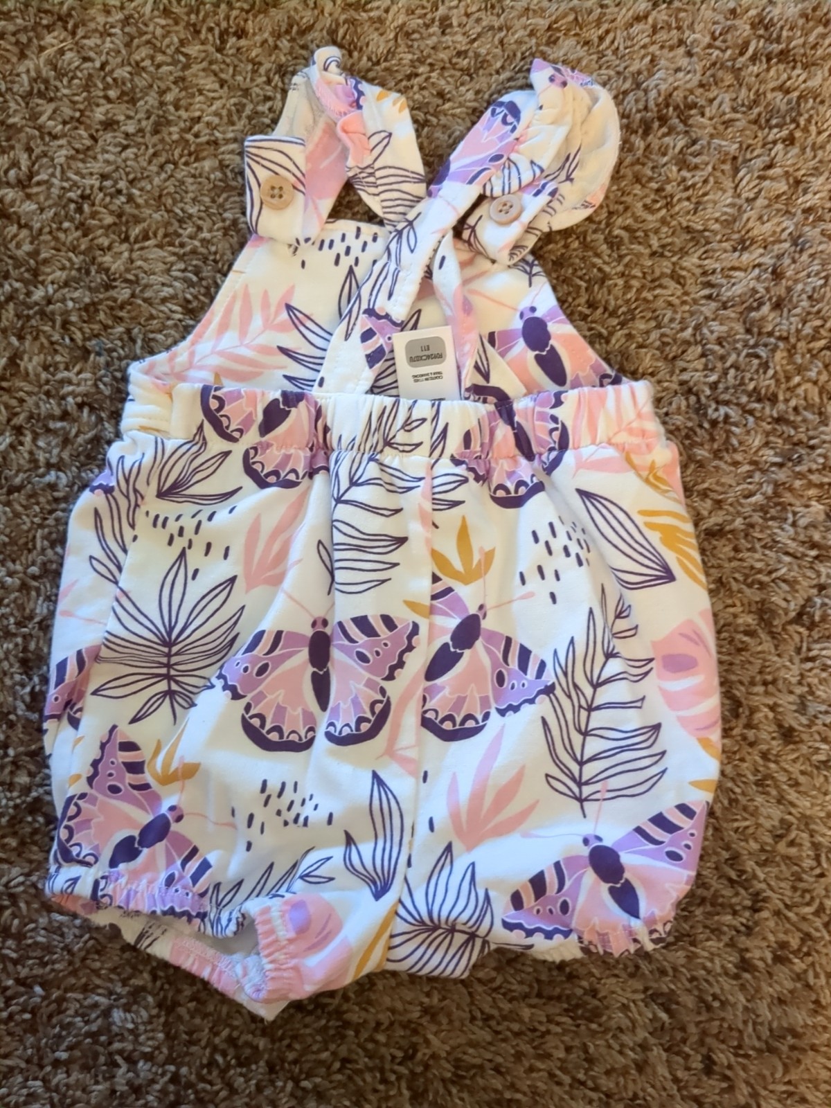 Pekkle Baby Girl 6 Months 2 Overalls Romper Floral