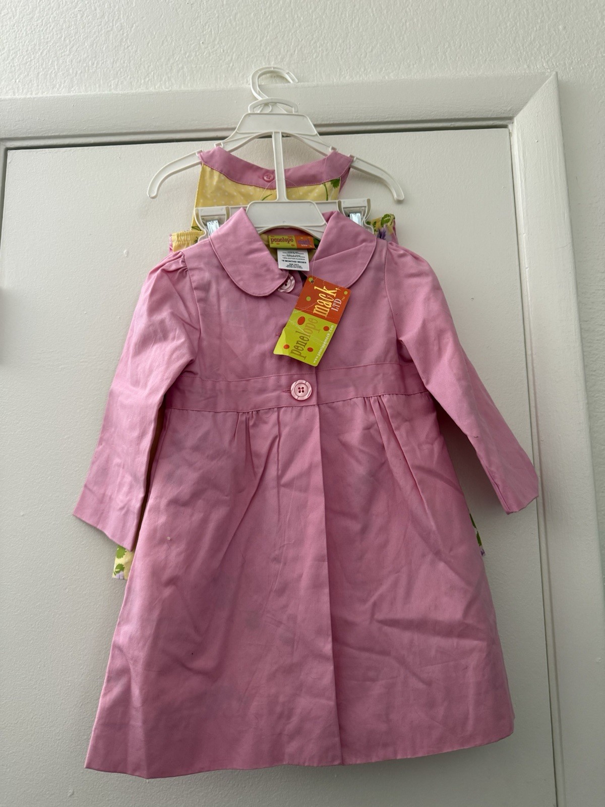 Penelope Mack Girls 3T 3 Piece Floral Dress Set with Pink Coat, Bloomers, Bow