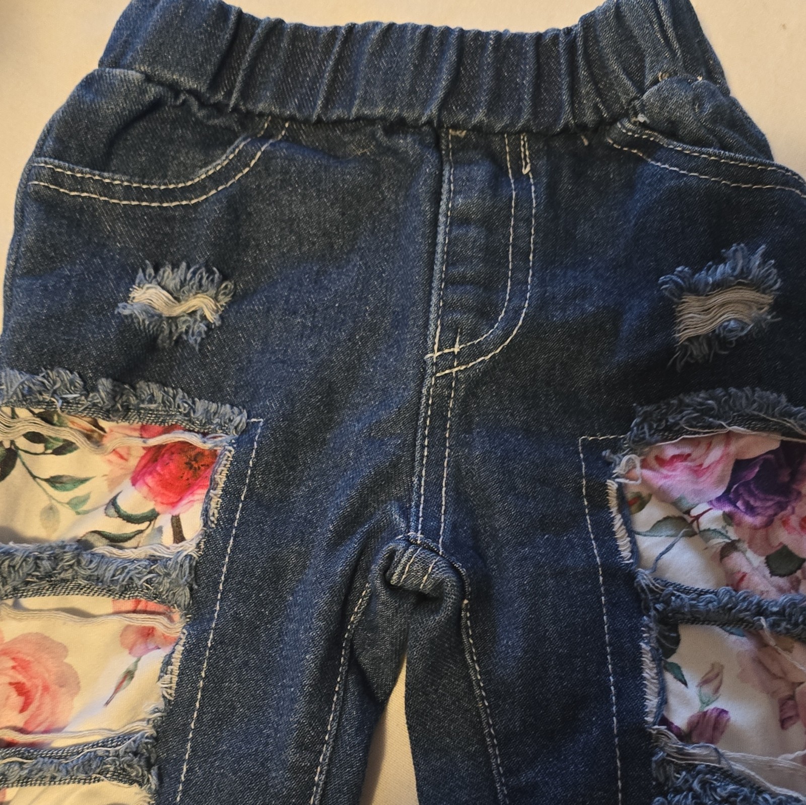 Modern Moments by Gerber 6-9M 2pc Floral Organic Cotton Bodysuit & Denim Pants