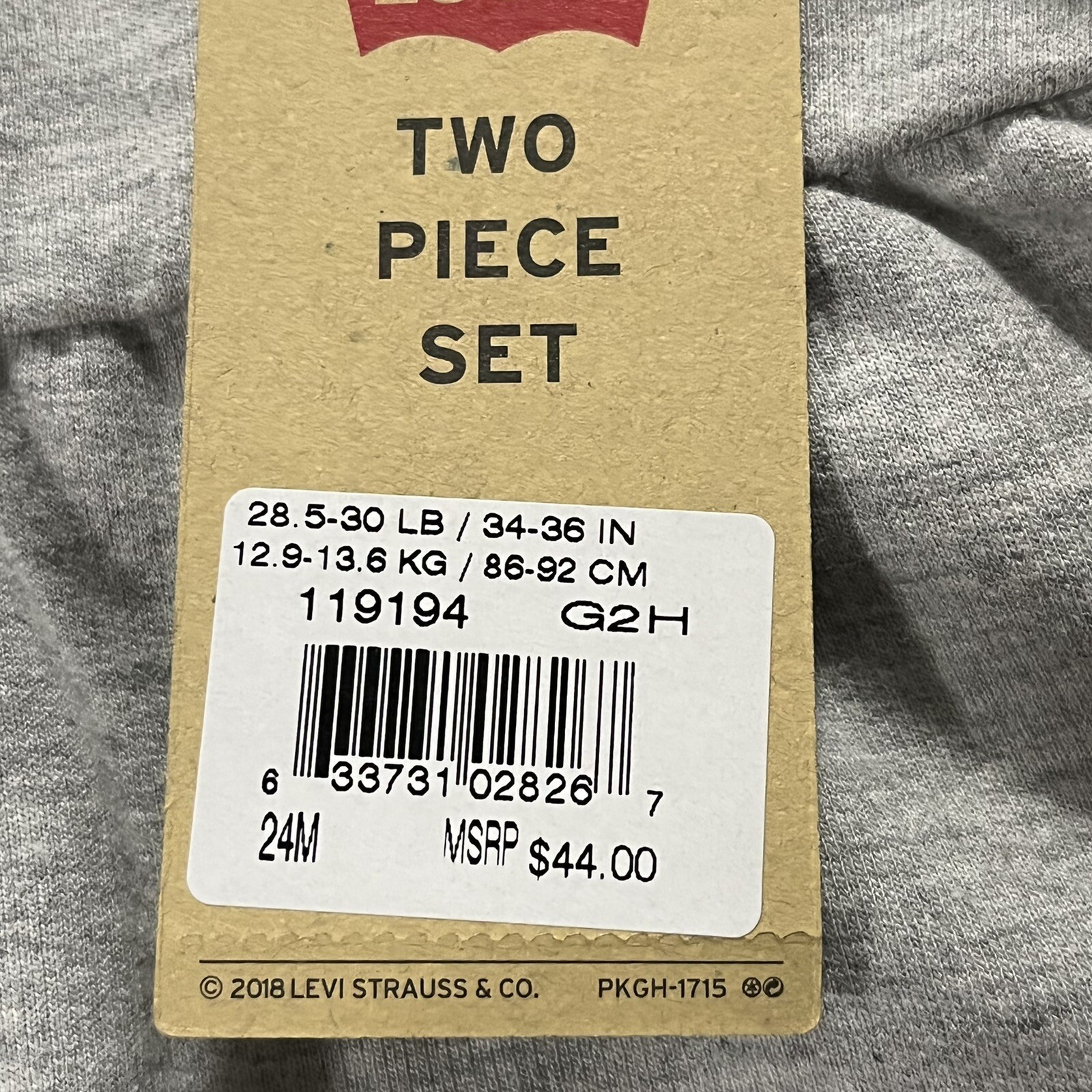 Levis Baby Girls Leggings & Hoodie Pullover Outfit Set 12-24 Months Blue Gray