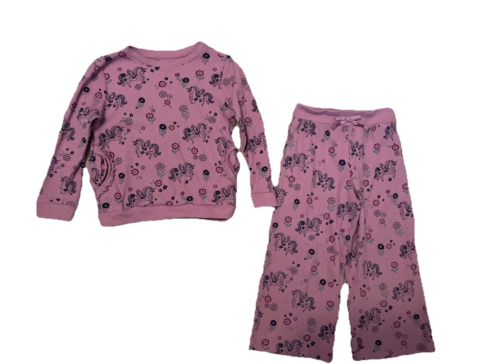 Garanimals Toddler Girls Waffle Knit Wide Leg and Sweatshirt Set Size 5T Purple