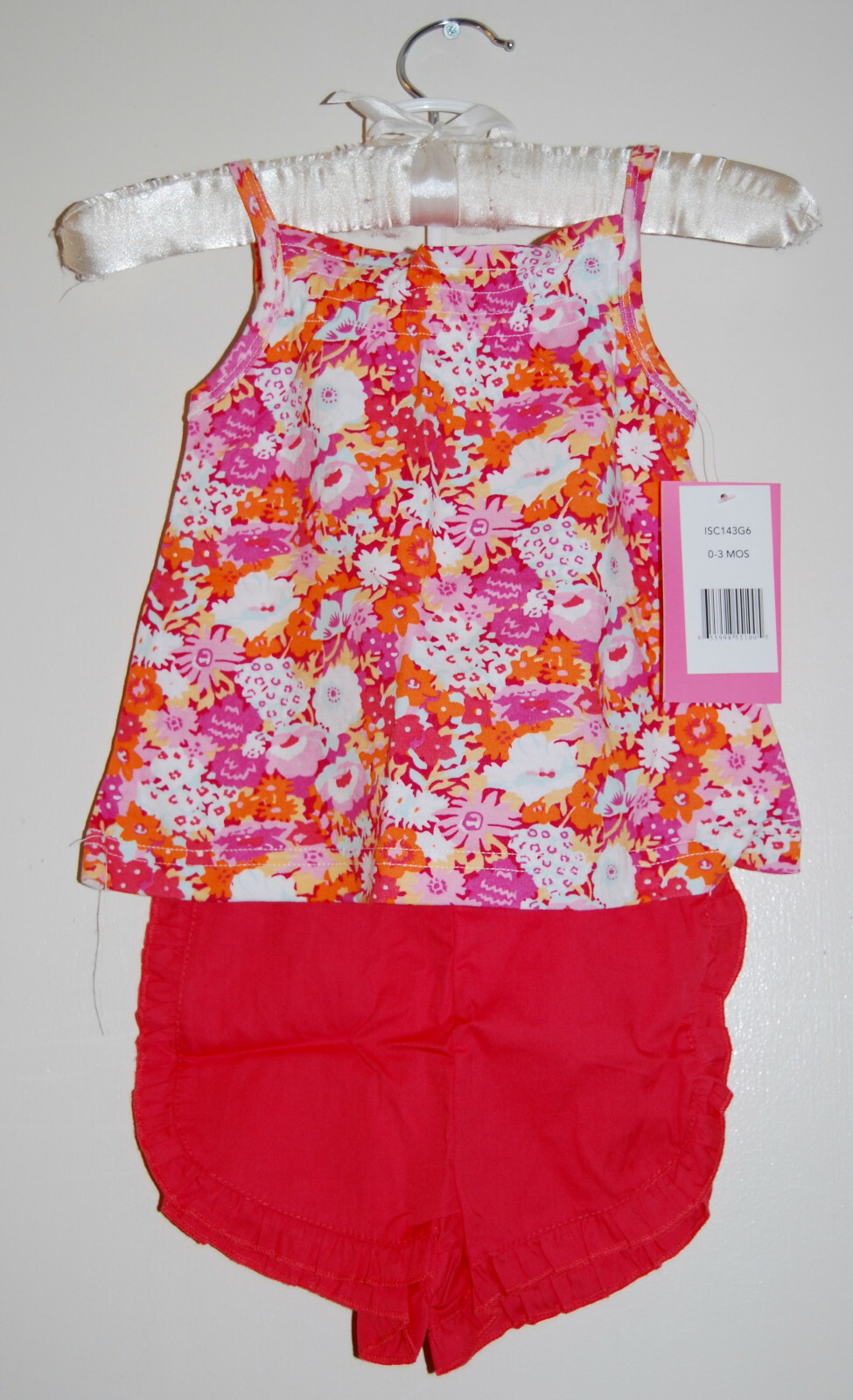 NWT Isaac Mizrahi Infant Girls Pink Floral SLVLS 2pc Ruffled Short Set