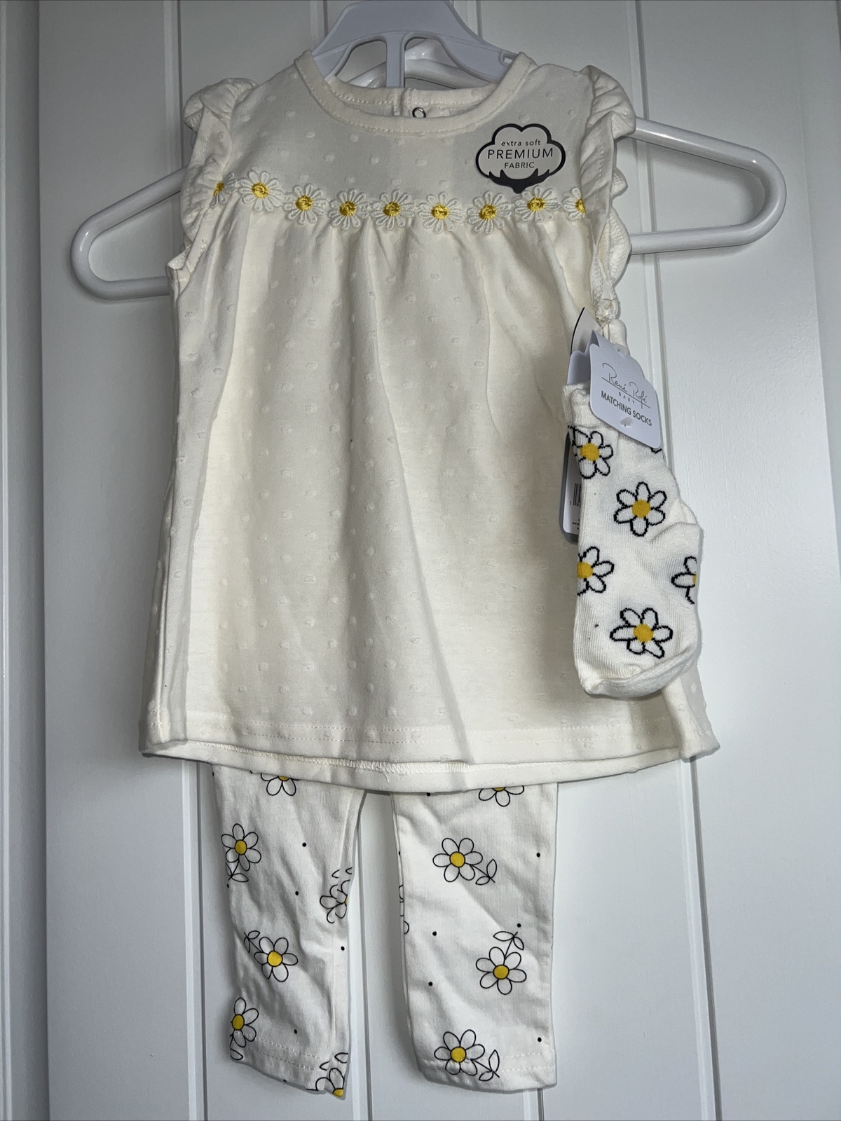 NWT Rene Rofe Baby Girls Daisy 3 Piece Flare Top, Leggings, Pant Set 24 months