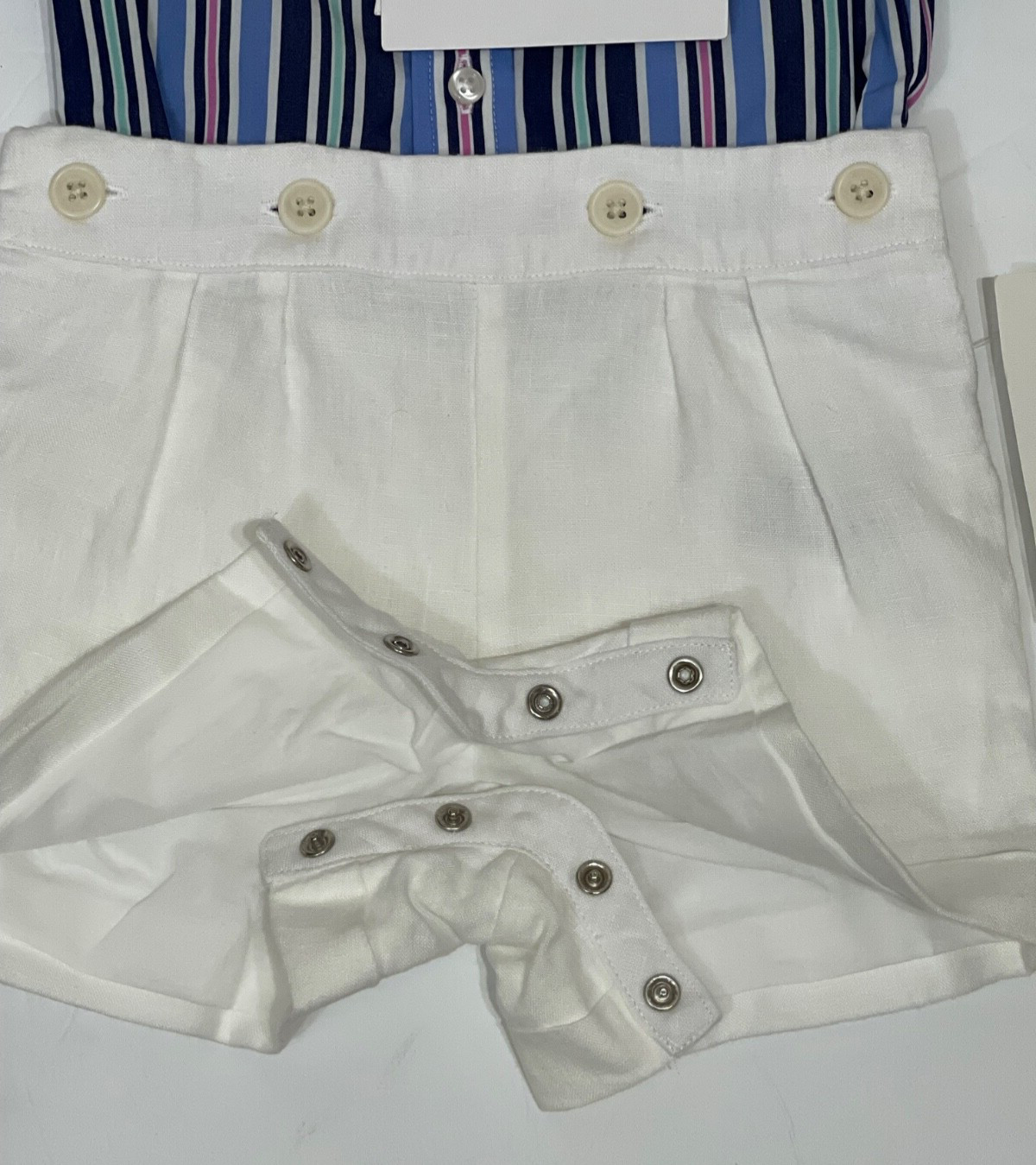 Ralph Lauren Baby Boy Striped Shirt and Linen Short Size 3M Retail $95