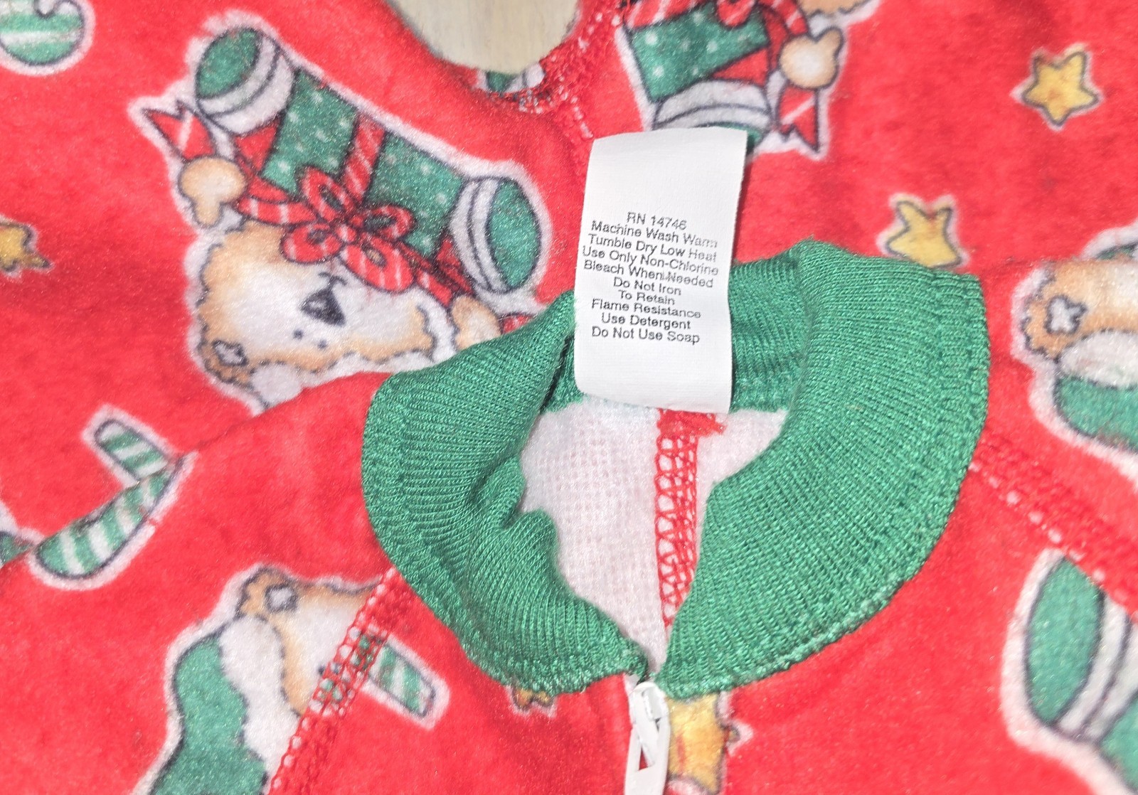 Vtg KLEINERT’S Teddy Bears Christmas One Piece Fleece Foot Pajamas 3-6 Months