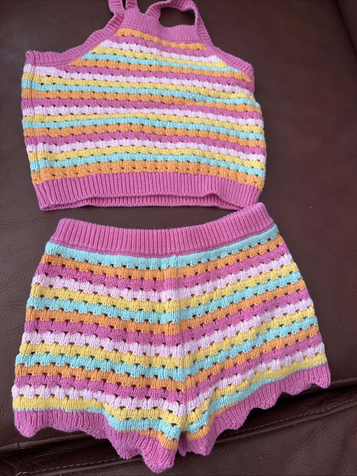 Old Navy Baby Girl Stripped Crochet Outfit Size 24months
