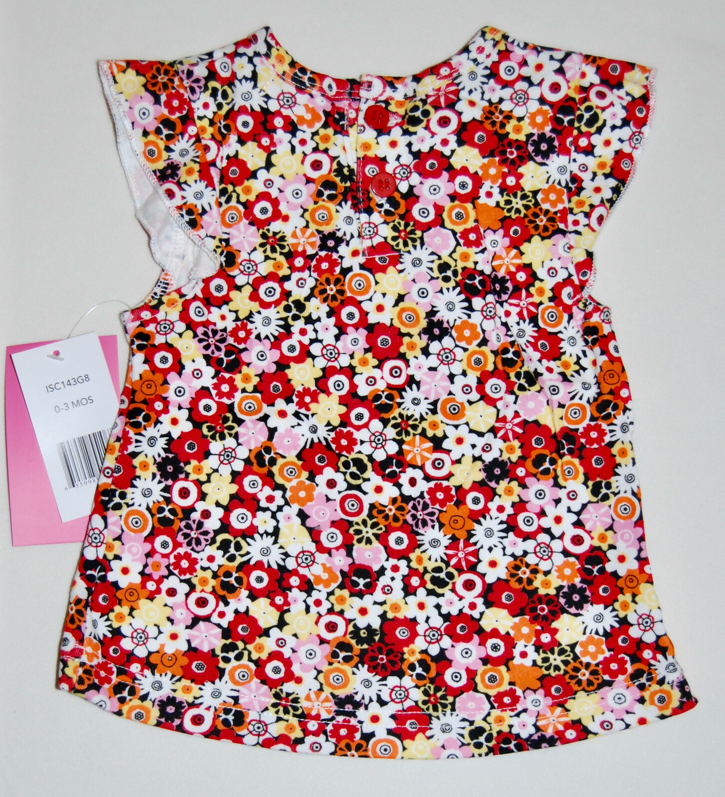 NWT Isaac Mizrahi Infant Girls Red Floral Flutter Sleeve 2pc Short Set sz 0-3M