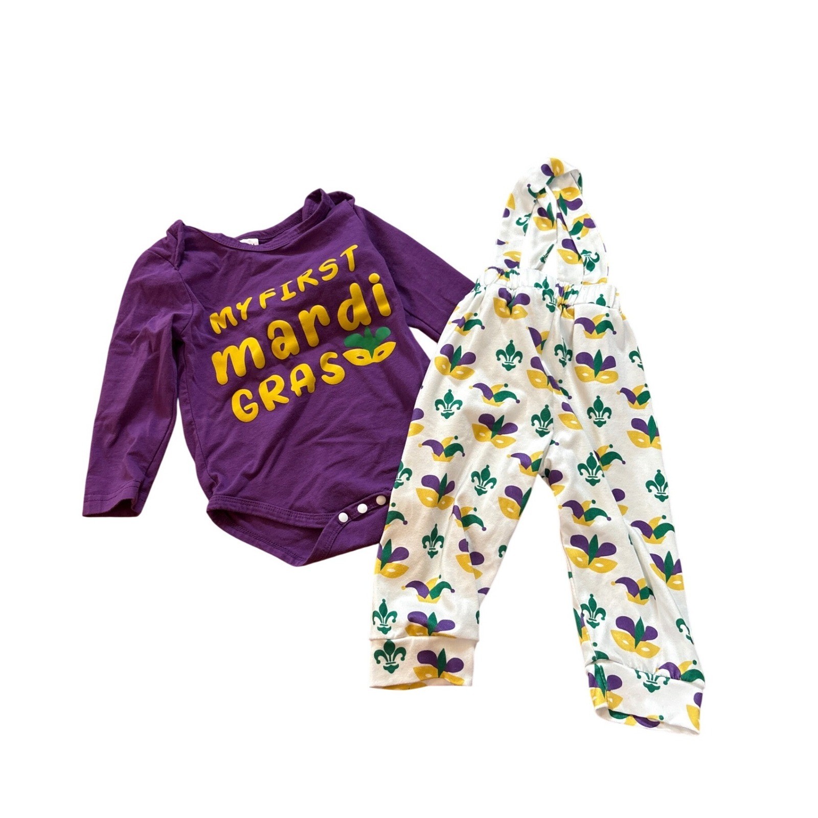 Unbranded Mardi Gras Outfit Baby Purple White Festive Set SIZE 9-12M