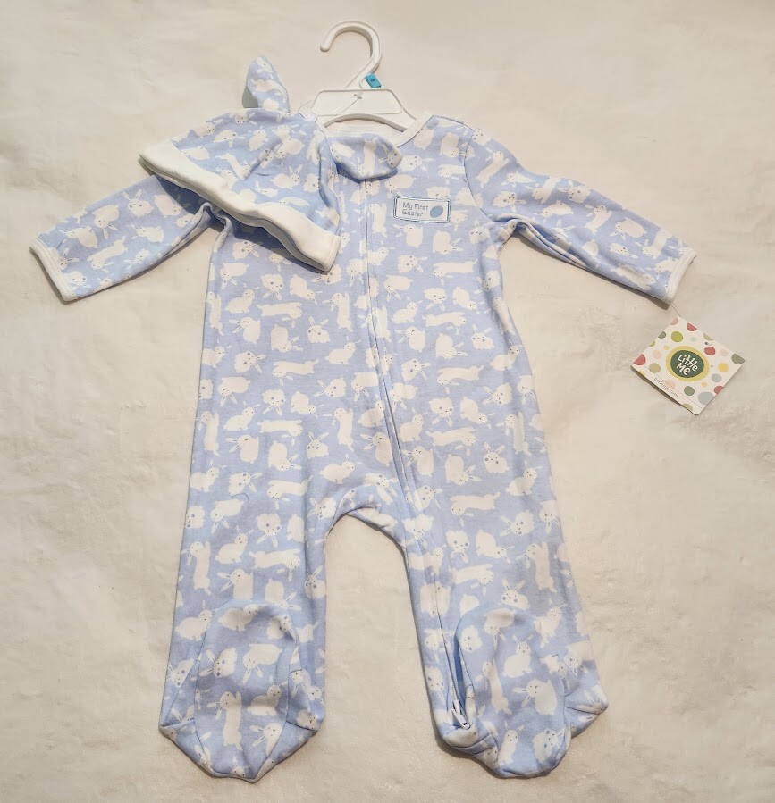 NWT Little Me My First Easter Bunny Footed 1PC Hat Set 6 Months Baby Boy