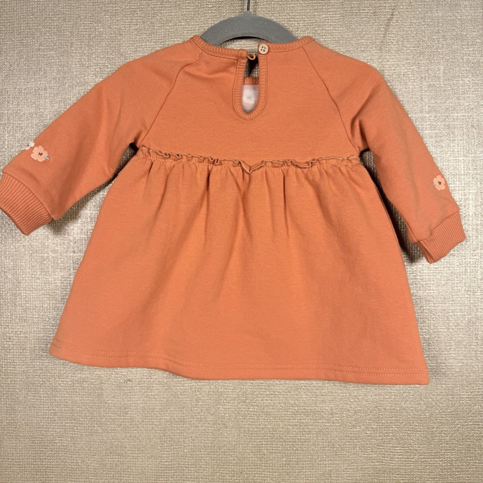 NWT Rabbit + Bear Organic Cotton Pink Baby 3-6 Month Embroidered Flower Dress