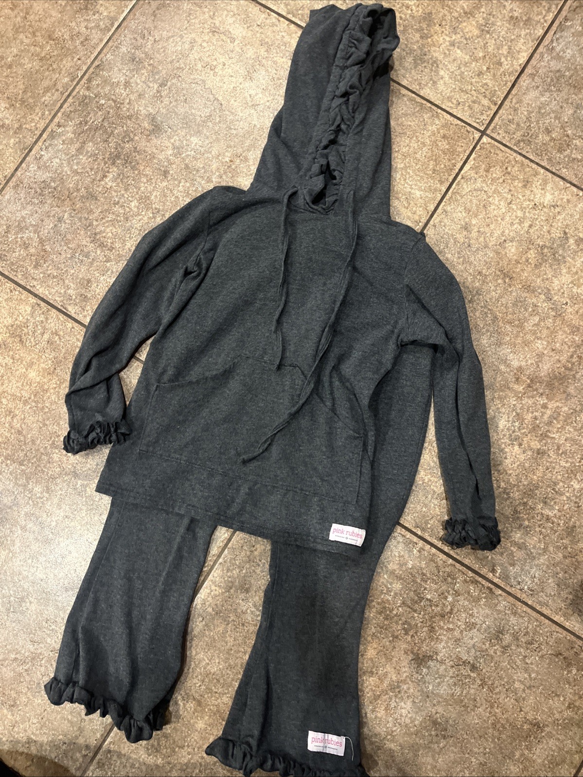 Boutique Gray Pink Rubies 7T Winter Outfit