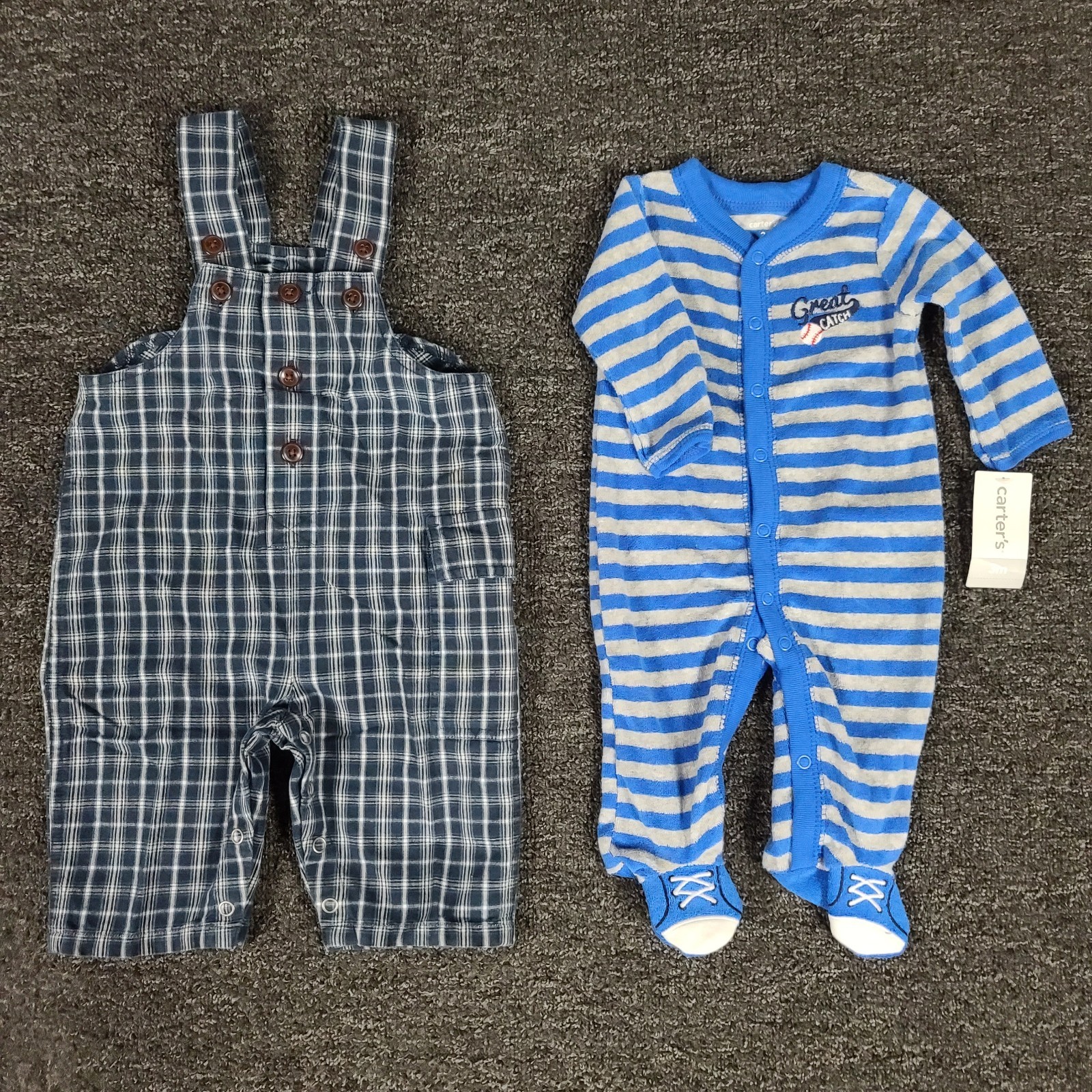 Boys Clothing Lot 3 Months Gap Overalls & Carters Baseball All Star One Piece