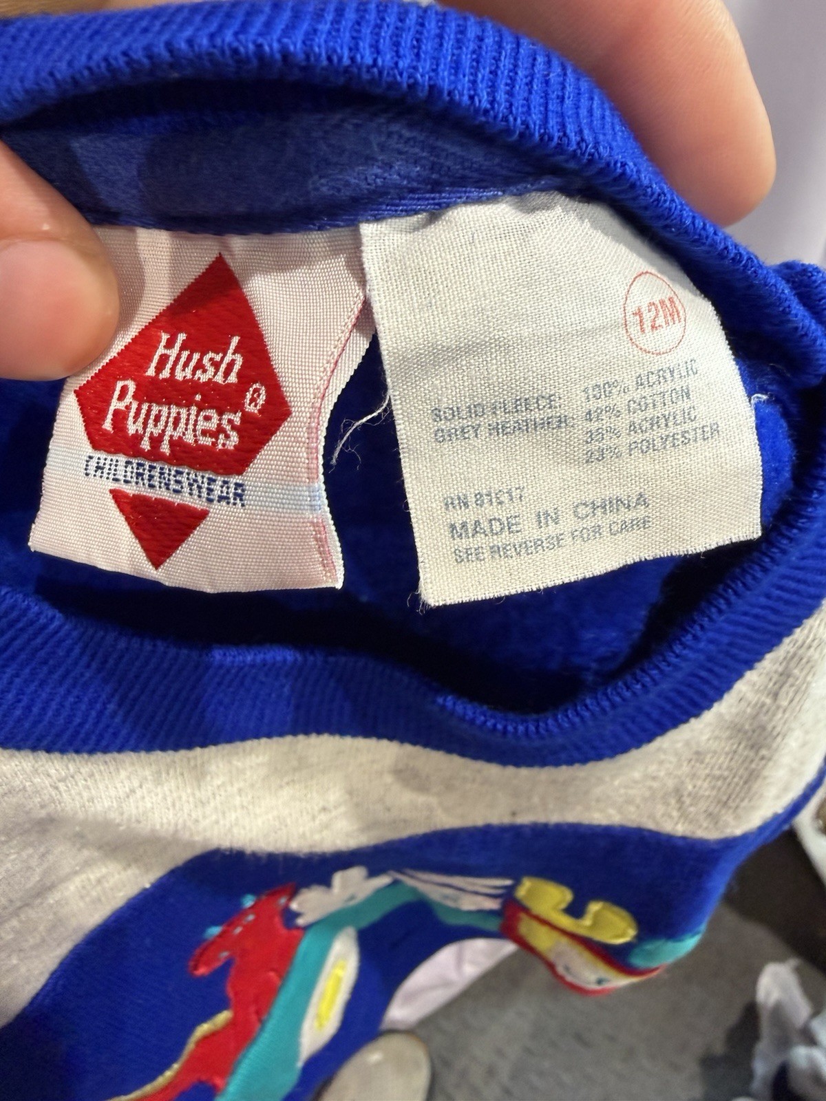 Vintage 1992 Hush Puppies Blue Colorblock Fleece Sweatshirt & Pants Set 12M