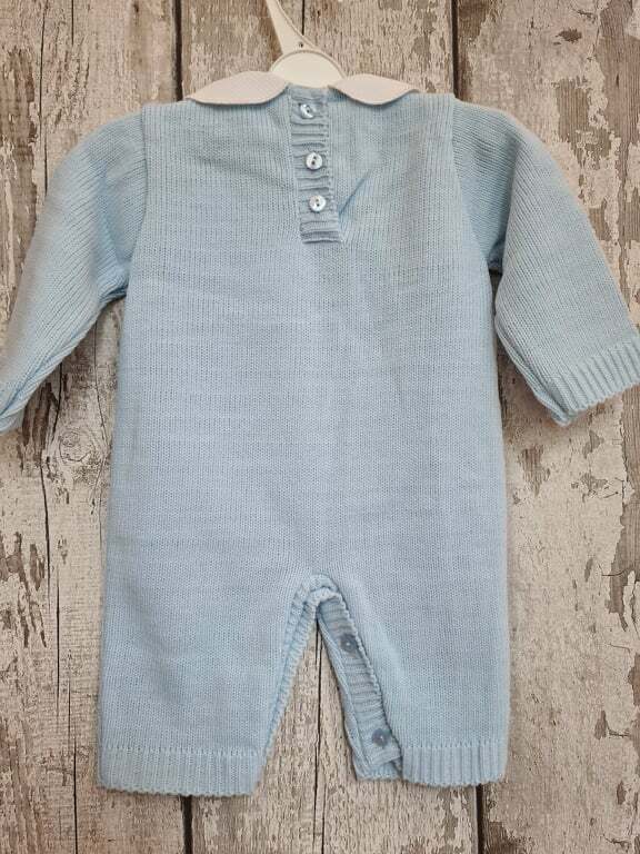 Spanish Style Baby Boy Blue Knitted Romper / Outfit.