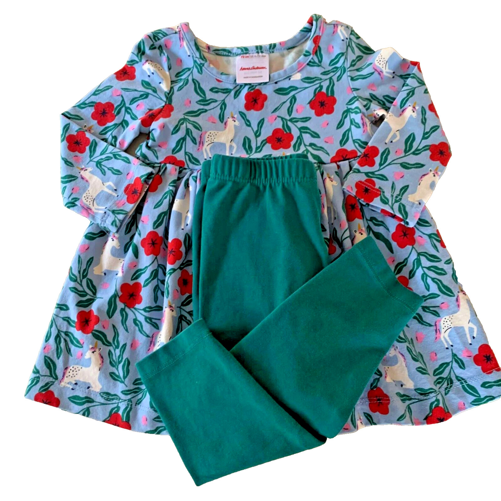 Hanna Andersson Unicorn Skater Dress & Leggings Set. Size 6–12 Months, 70 cm
