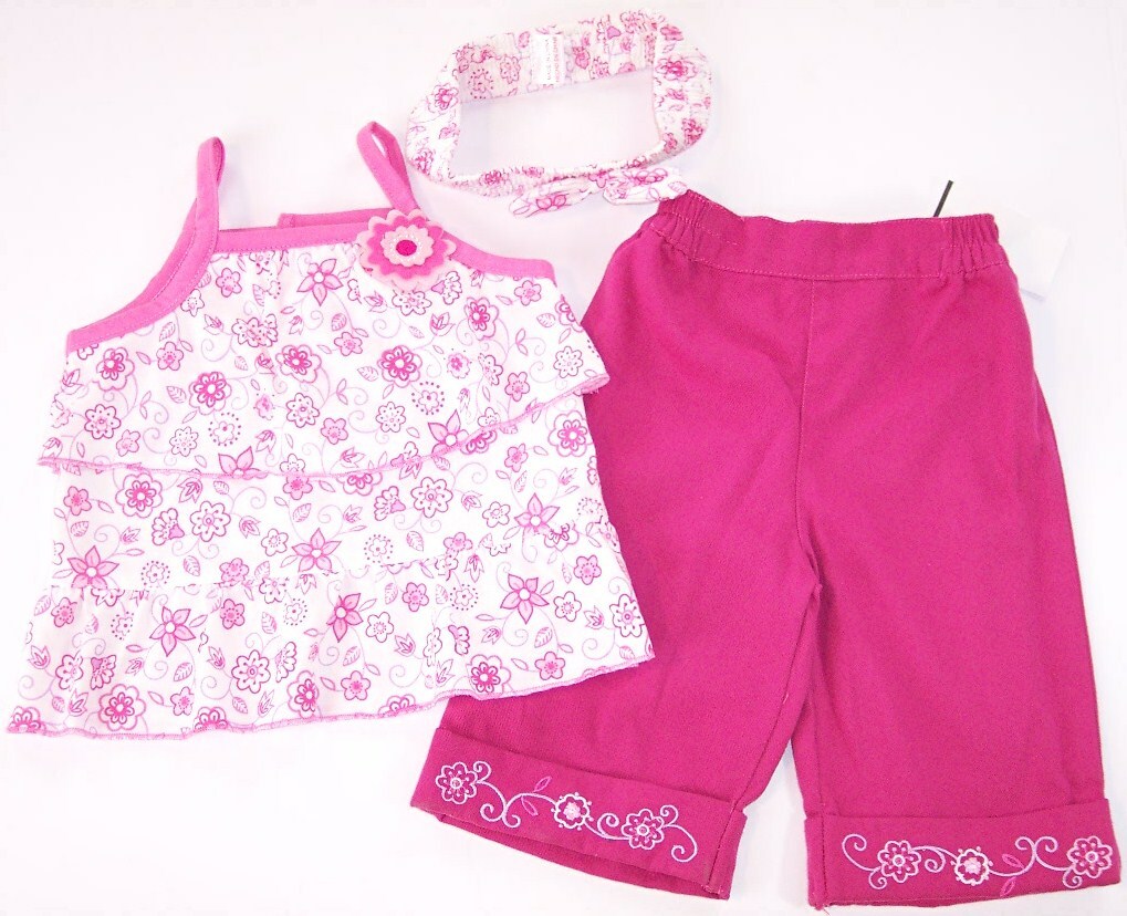 NWT Nannette Infant Girl’s 3 Pc. Pink Floral Capri Set Outfit, 12 Mos., $24
