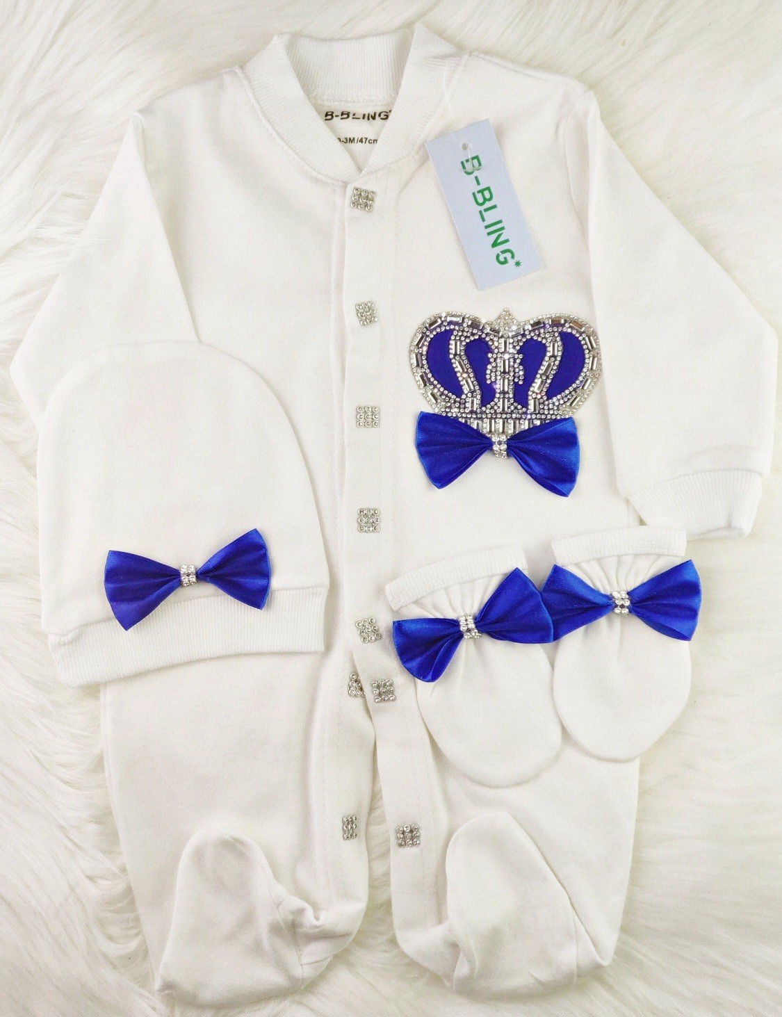 3-6 Month Boy Outfit Crown Jewels set, Baptism, photoshoot, Baby shower gift