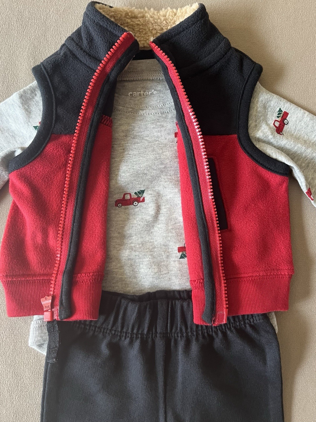 Carter’s Baby Boys Newborn THREE Piece Set-Bodysuit, Pants & Vest, New With Tags