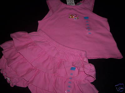 Children’s Place 2PC Tank Top & Ruffle Short Set Baby Girl 3-6 Months Pink