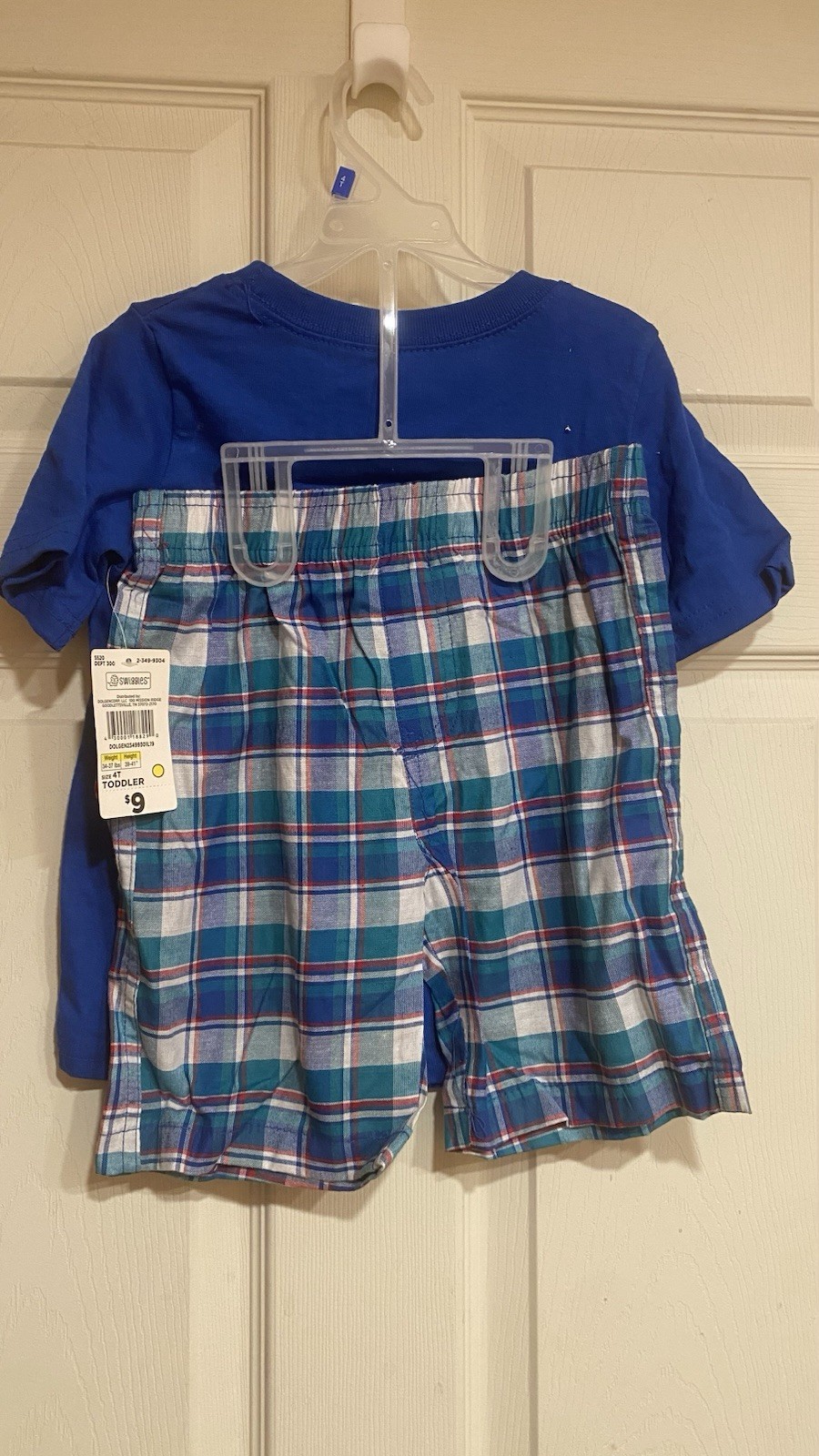 Swiggles 2pc Boys Crab Graphic Tee & Plaid Shorts Set Blue/Multicolor 4T