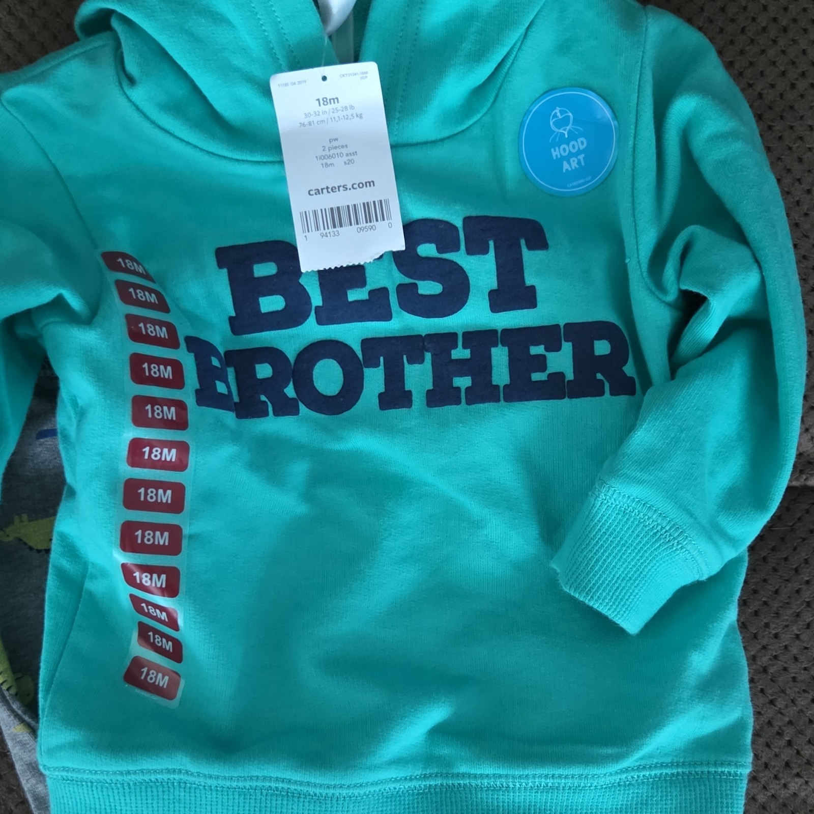 Carter’s Boys 18M 2pc Hooded Long Sleeve Hoodie & Dinosaur Pants Set