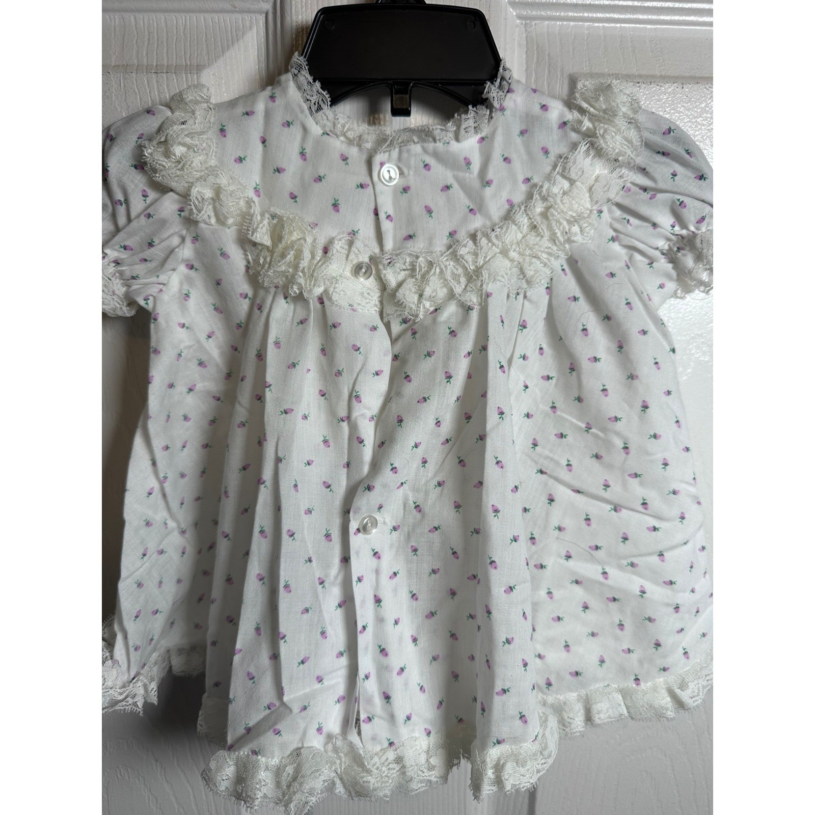 VTG Bryan Baby Girl USA Purple Floral Lace Trim Bloomers Set Outfit 6-9M USA