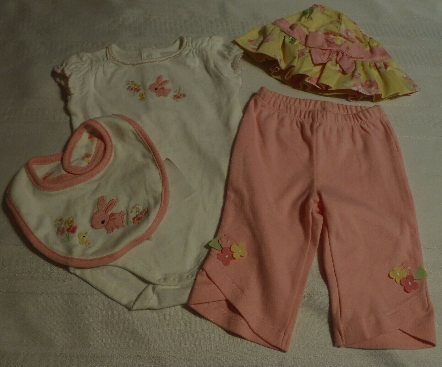 GYMBOREE Petite Petals 3-6 Month Pants Hat 6-12 Month Bodysuit Outlet Bib Outfit