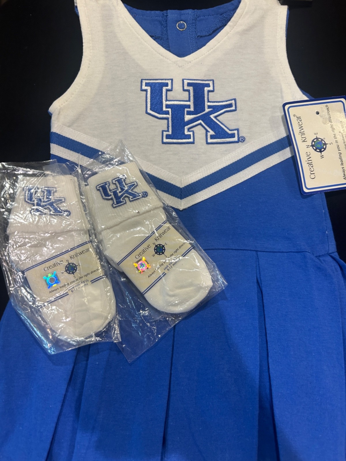 3-6 mo Kentucky Cheer Dress & 2 pr Socks-Monogrammed Logos