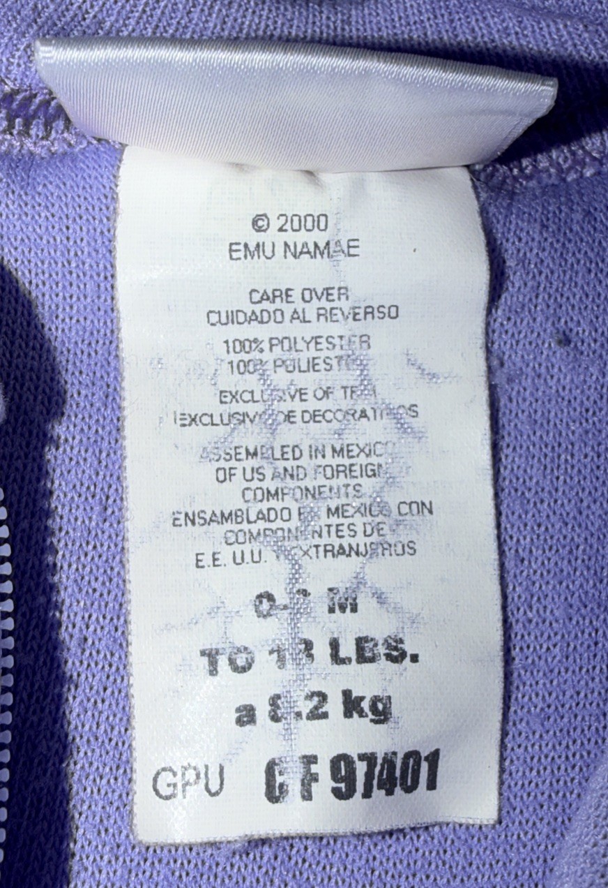 Vintage Y2K Carter’s Purple Fleece Giraffe Footed Emu Namae Line Sleeper 0-3M