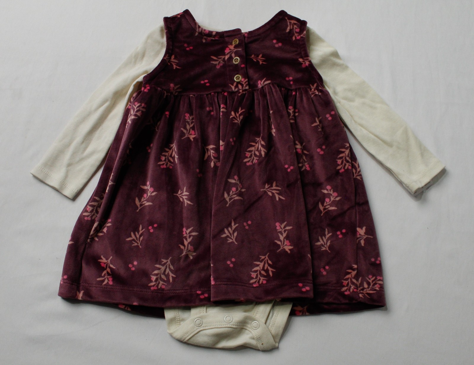 Carter’s Baby Girl’s Flower Print Velour Sleeveless Dress Set EJ3Purple Size 9M