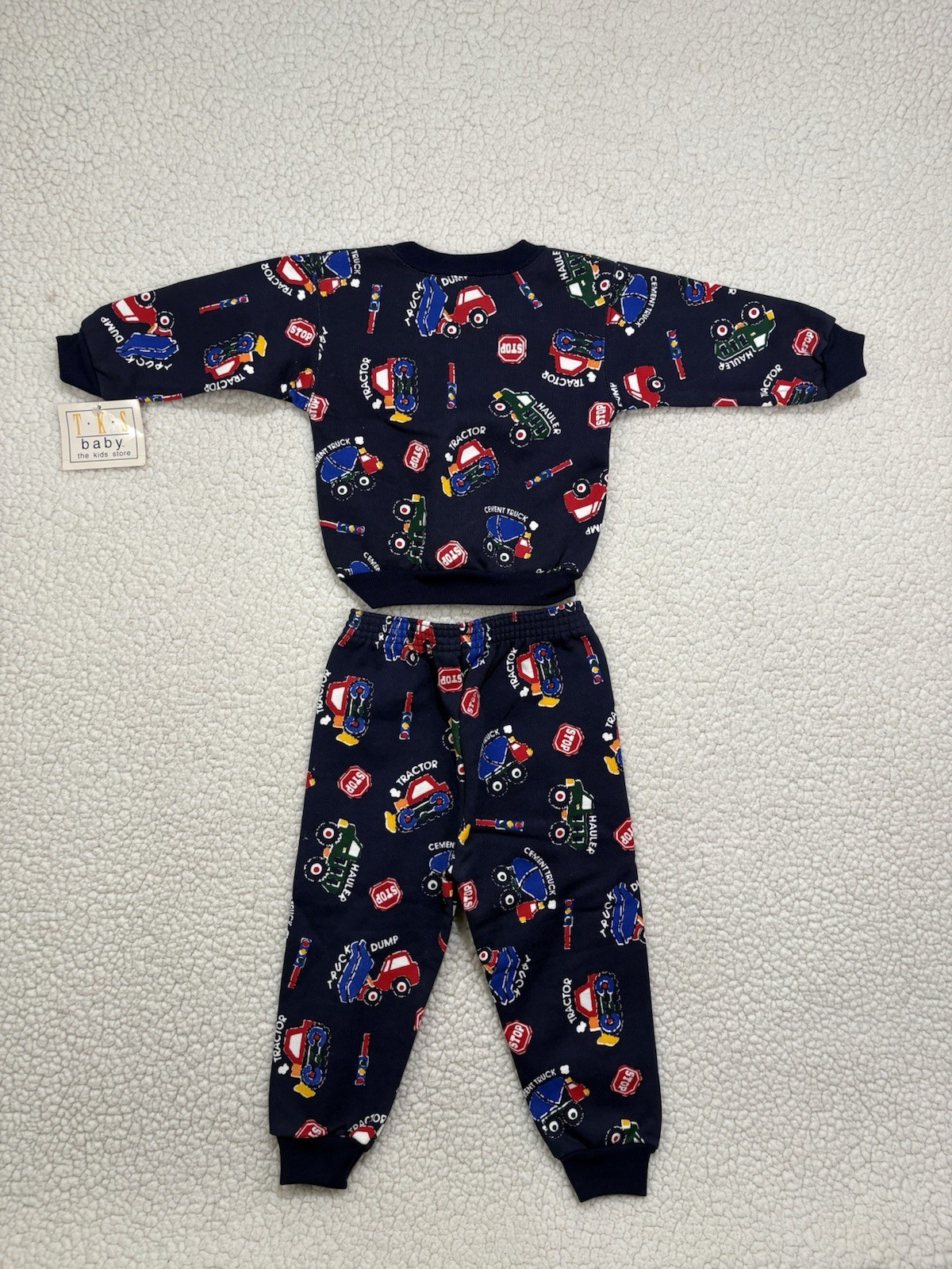 Vintage TKS Baby Sears 18-24M Sweatsuit Outfit Retro NOS Trucks Vehicles Tractor