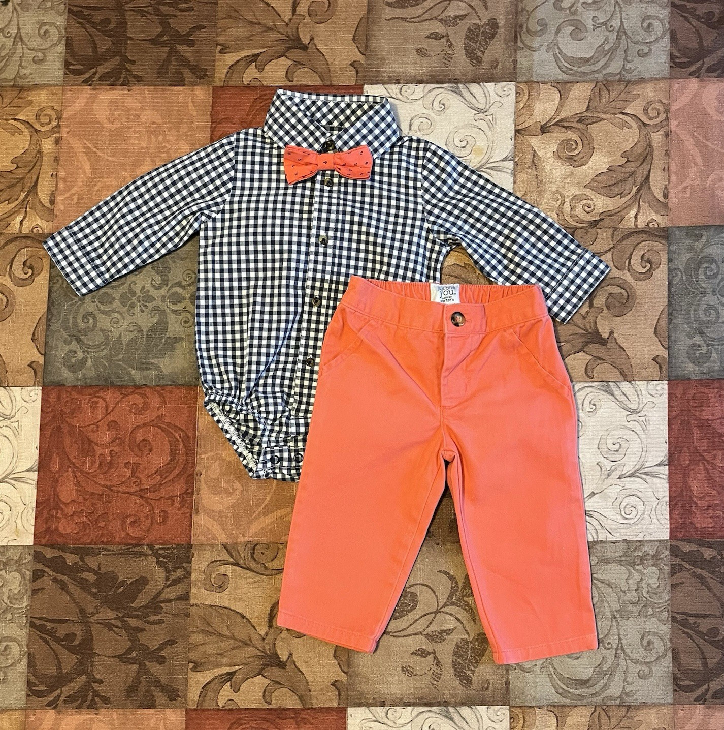 Carters Baby Boy Wedding Special Occasion Outfit 6 Months Coral Blue Anchors Tie