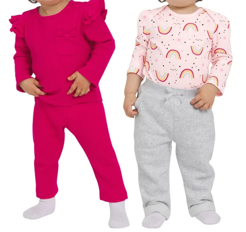 Koala Baby Girl’s Pink Multi 4-piece Thermal Set (1934939) Sizes 3M/12M/18M -NWT