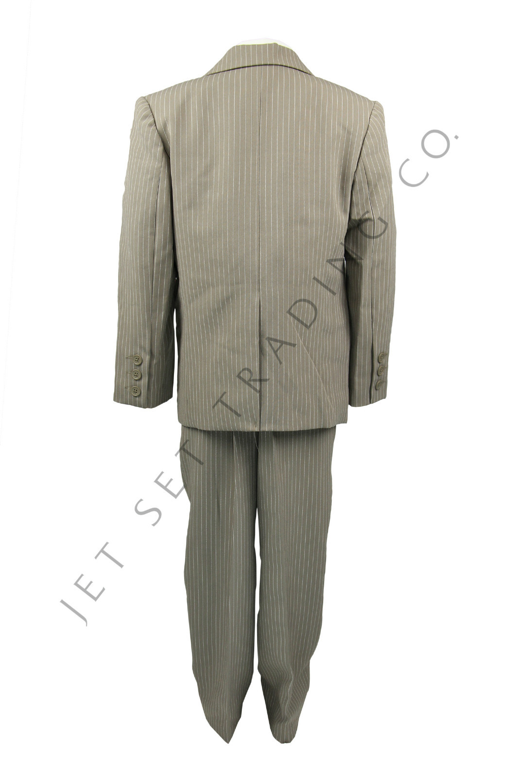 BOYS 5 PC DARK TAUPE SUIT SET 6231DTP PINSTRIPE SIZES 4 – 20