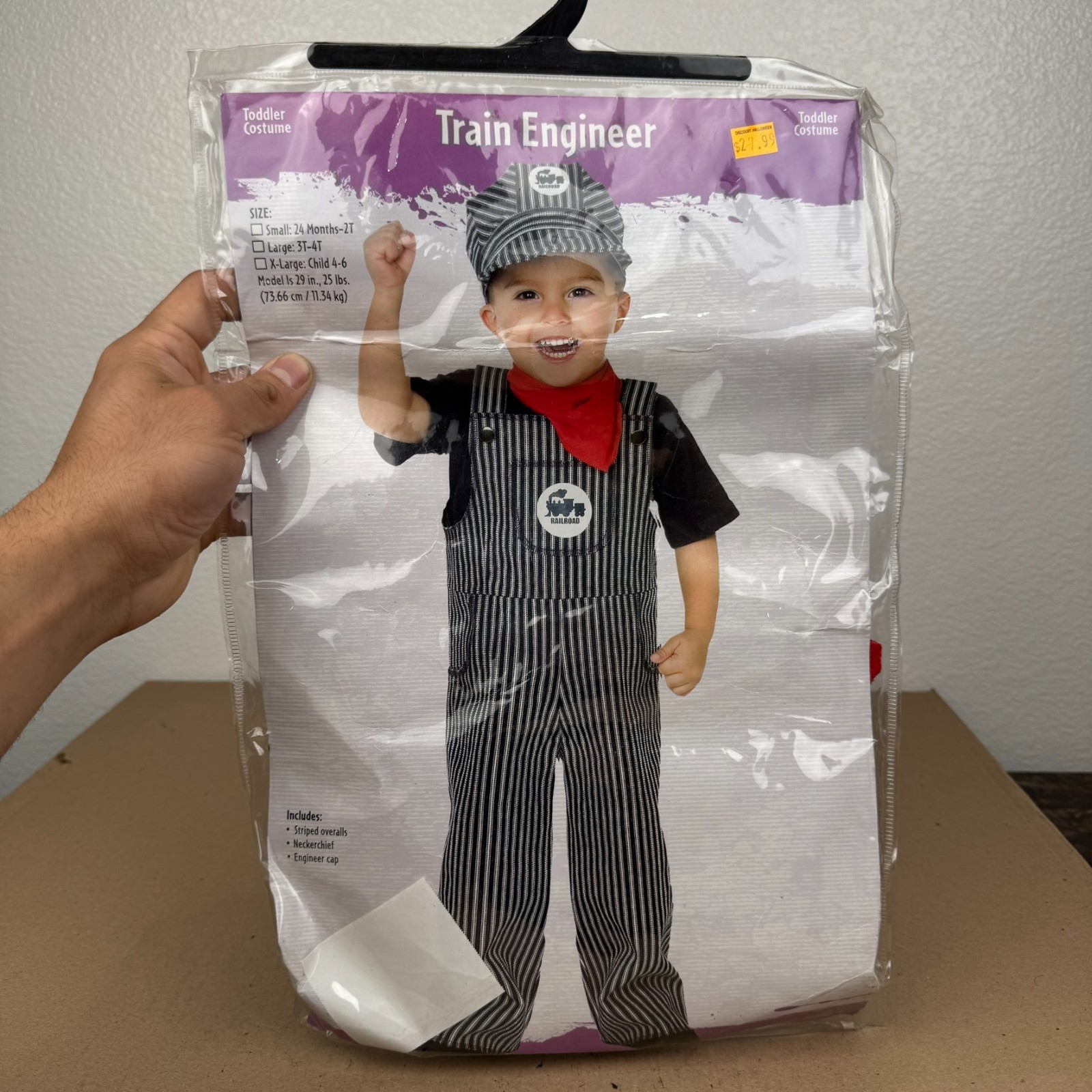 Fun World Train Engineer Toddler Size S 24M-2T Railroad Conductor 3pc set
